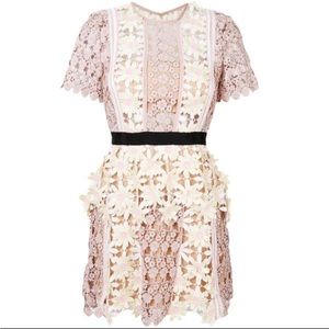 Self-Portrait 3D Floral Lace Peplum Mini